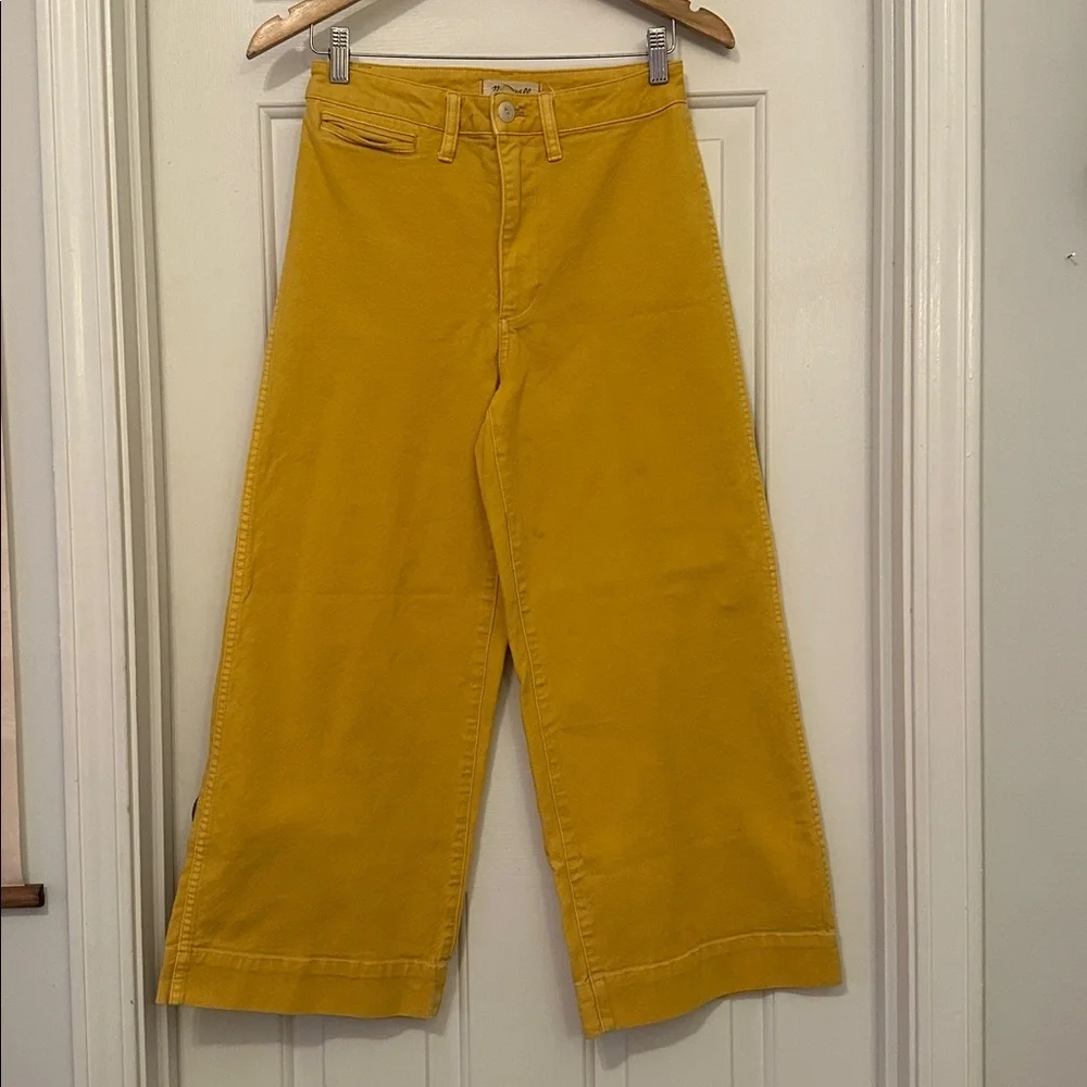 Madewell Emmett Wide-Leg Crop Pants in Greek Gold sz 27 - Picture 3 of 5